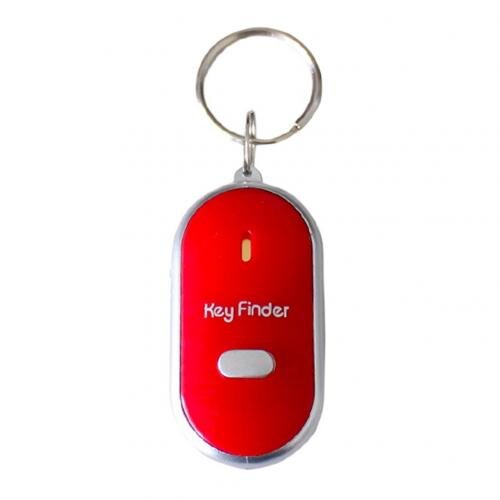 Bærbar mini trådløs kontrol anti-tabt nøgle finder locator nøglering fløjter lyd med led lys alarm påmindelse inden for 7 meter: Rød