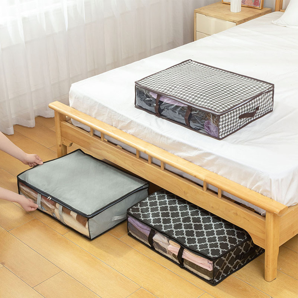 40L Underbed Storage Bag Foldable Quilt Clothes Storage Bag Large Capacity Dustproof Toys Bags Moisture Dust Proof Organizer
