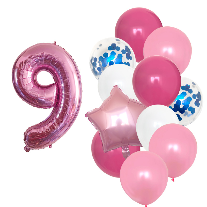 12pcs Girls First Birthday Party Balloons Pink Number Baloon Birthday Decoration Girls 1 2 3 4 5 6 7 8 9 Years Party Supplies: Beige