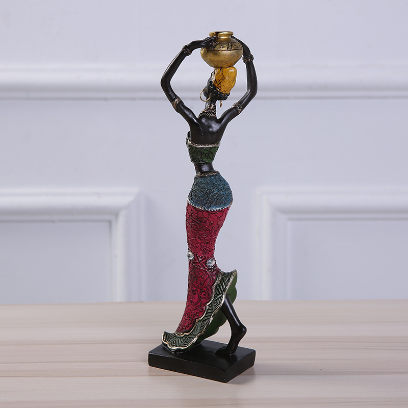 Buf 22cm afrikansk kvinna staty harts hantverk heminredning skulptur europeisk stil enkla hus inredning ornament