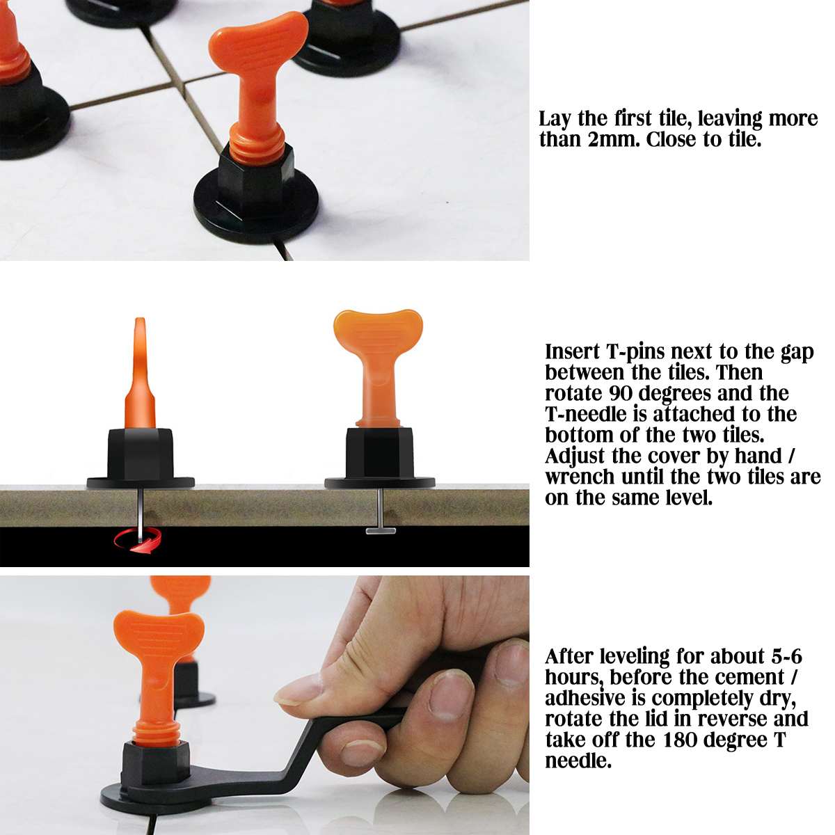 100Pcs/Set Alignment Tile Leveling Wedges Tile Spacers System Flat Ceramic Leveler for Floor Wall Construction Tools Locator