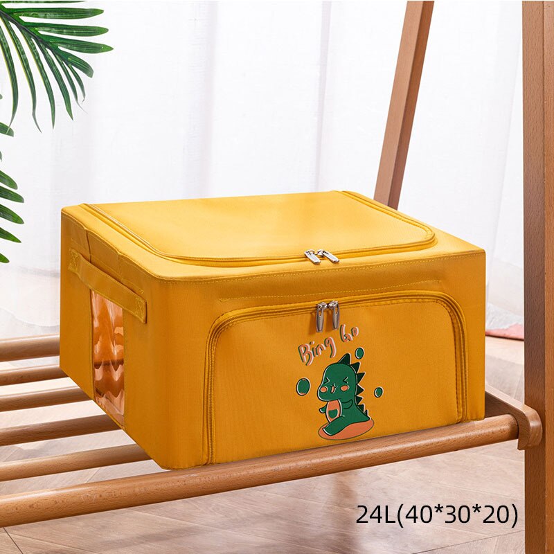 Cartoon foldable storage box household clothes quilt storage box large Oxford Bubner box storage box: yellow24L-40-30-20
