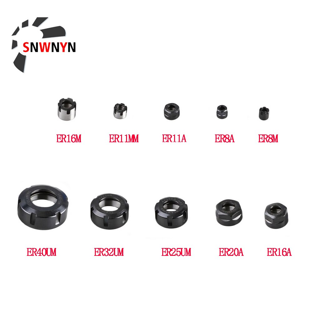 1Pcs ER8 ER11 ER16 ER20 Een M Moer ER25UM ER32UM Moer Cnc Router Graveren Er Collet Moer Vastklemmen Cnc frezen Draaien Collet Chucks