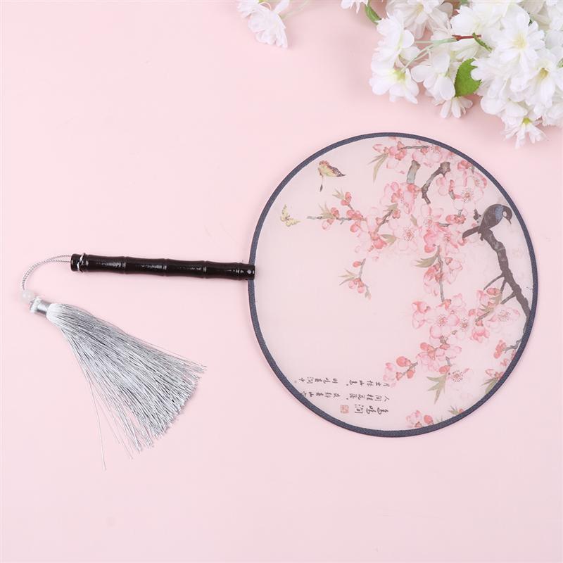 Vintage Hand Fan Chinese Style Dance Hand Fan Simulate Flower and Bird Fan Wooden Handle Hanfu Dress Up Accessary Painting Fan