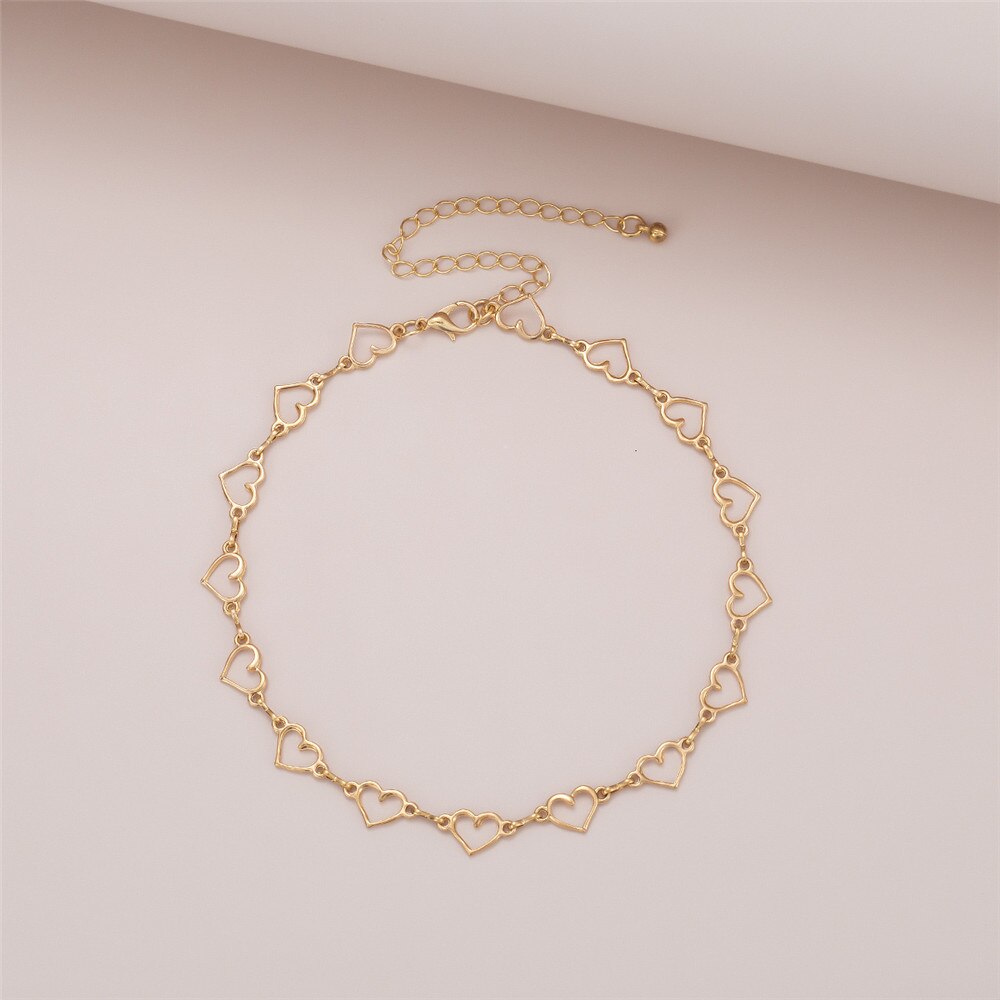 Korean Style Sweet Small Love Heart Choker Necklace For Women Girl Simple Minimalist Clavicle Chain Necklace Cute Jewelry