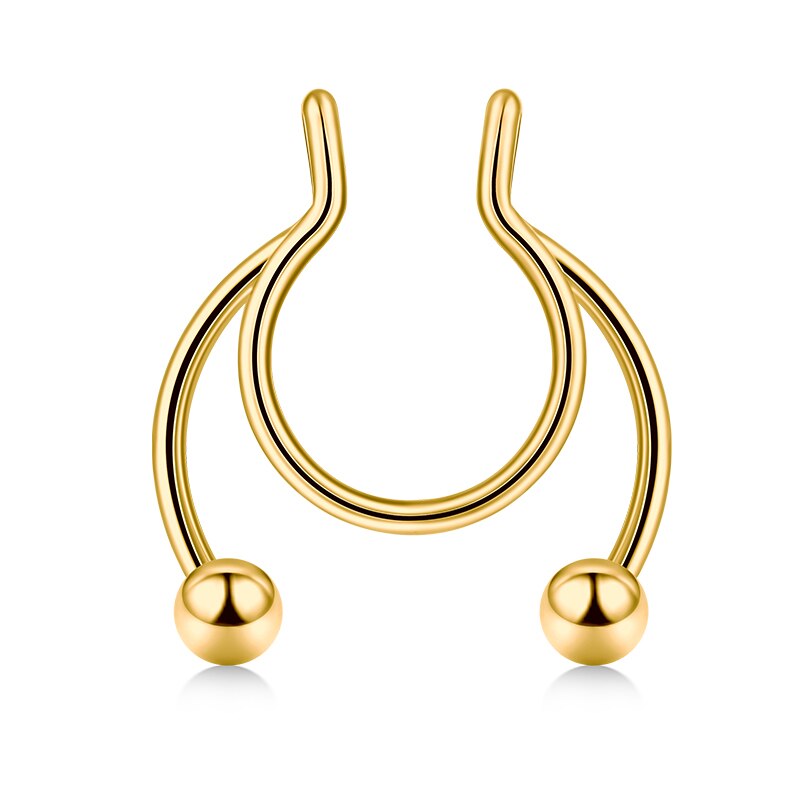 18G Faux Septum nez cerceau anneaux en acier inoxydable fausse lèvre oreille nez Septum anneau Non Piercing pince sur nez cerceau anneaux Piercing du corps: Plaqué rhodium