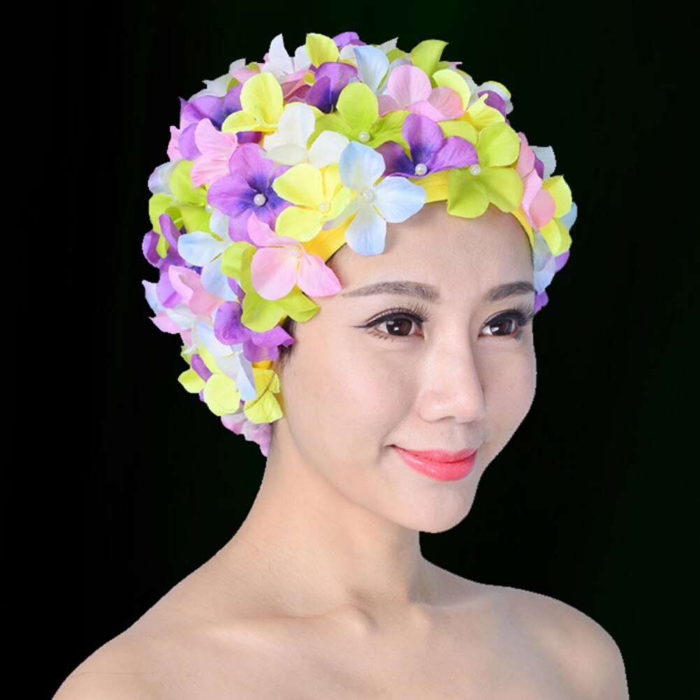 de la flor señoras pétalo gorra de baño Vintage Floral gorro de verano de las mujeres deportes de agua gorro de piscina