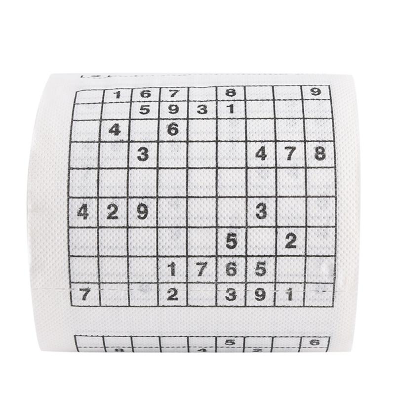 2 couches Durable Sudoku Jeu Wc Sur Tissu Imprimé Rouleau de Papier Hygiénique Bon Jeu de Puzzle Pour Enfants Nouveauté Offre Spéciale