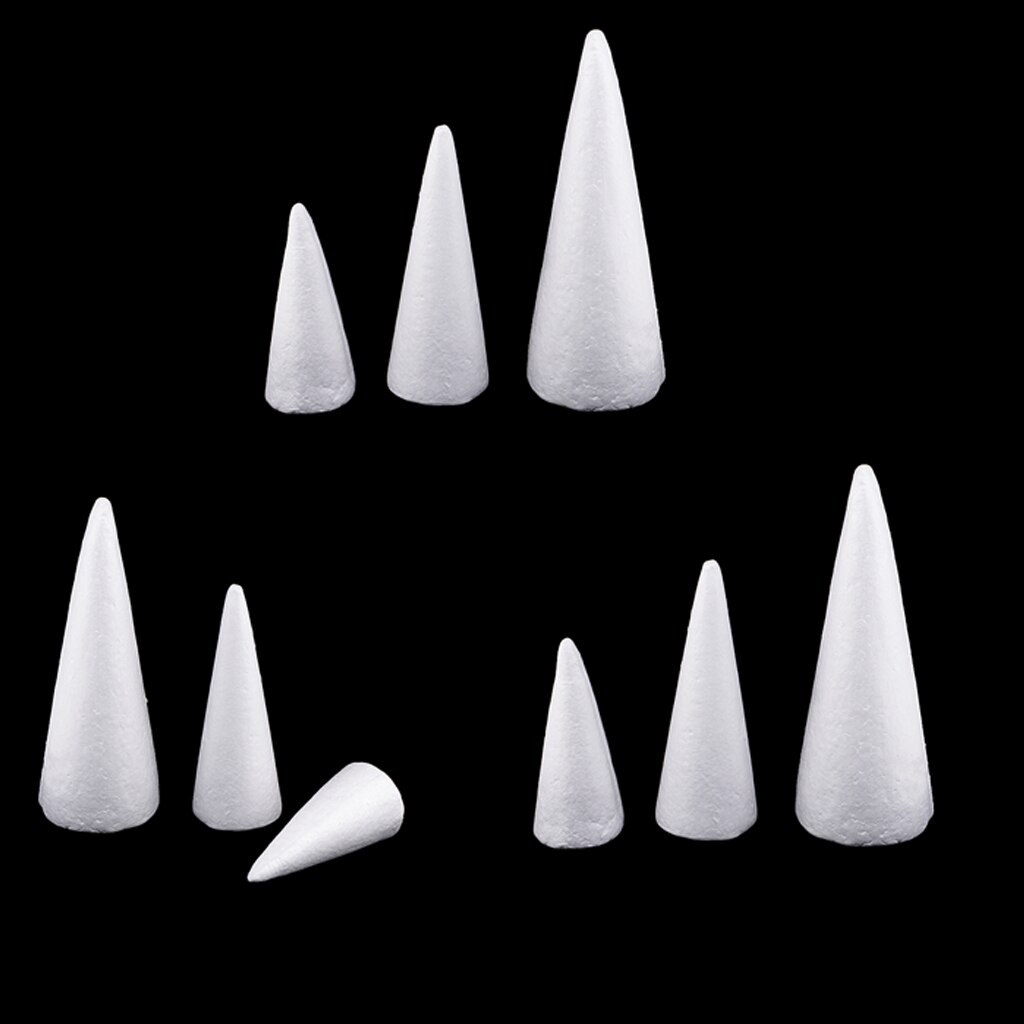 9 Pcs Cone Shape DIY Christmas Tree Styrofoam Foam for Kids Craft 15/20/25cm