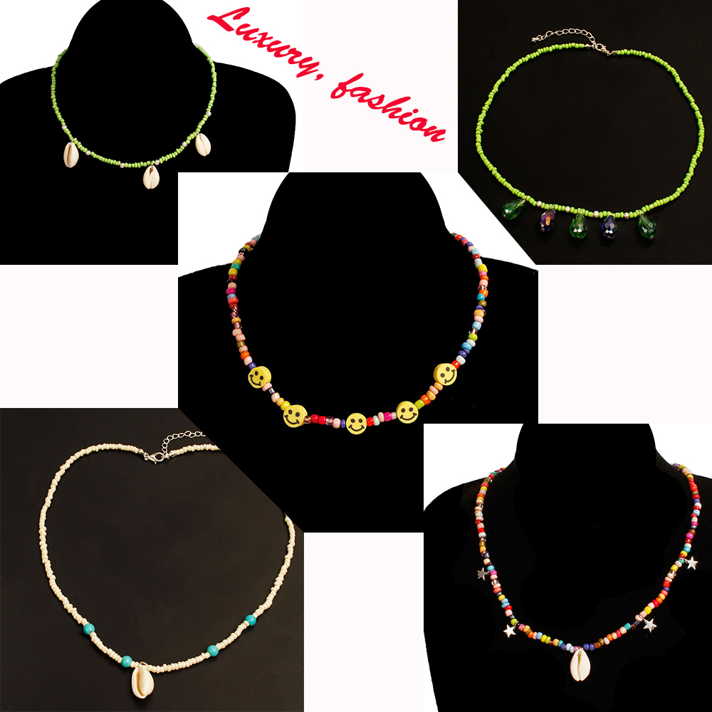 Eenvoudige Mode Accessoires Bohemen Rijst Parel Shell Strand Ketting Vrouwen Mode Hand Kralen Ketting Kraag Ketting