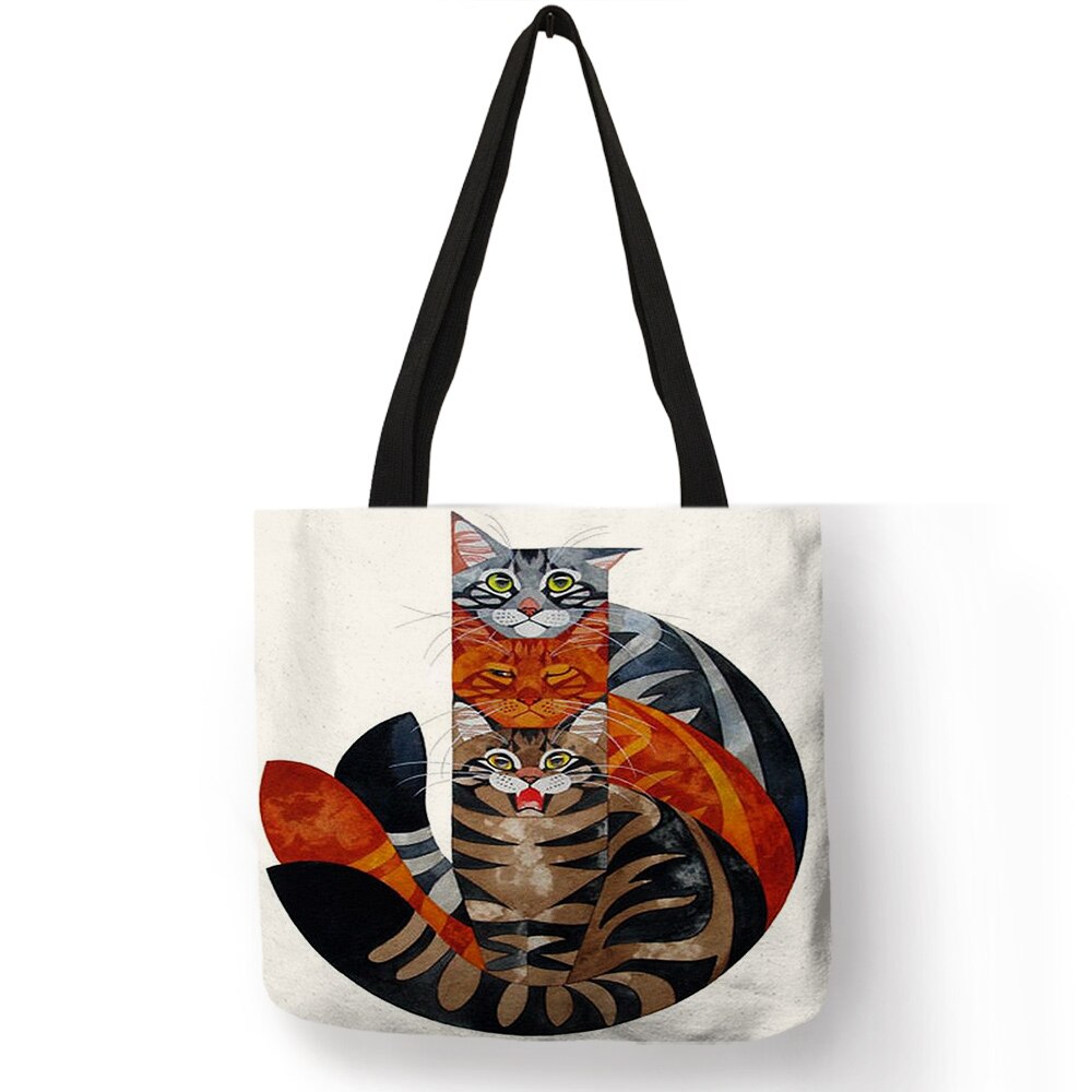 Frauen Reise Praktische Schulter Tasche Cartoon Schöne Katze Gedruckt Langlebig Leinen Tote Tasche für Marketing Mädchen Casual Schule Handtasche: 006