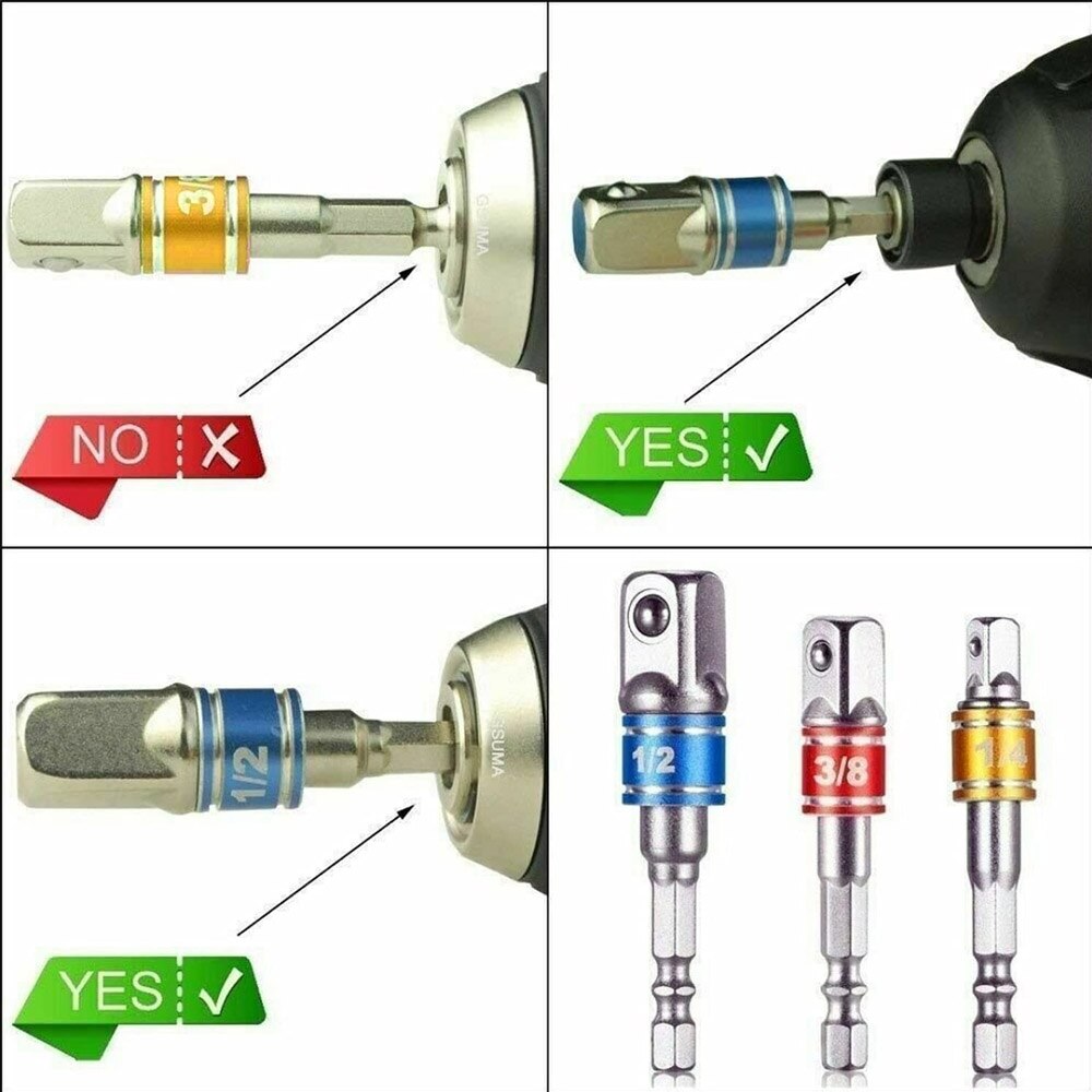 Power Drill Socket Adapter for Driver Impact Drill Extension Drill Bits Bar Socket Adapter 1/4 Hex Shank Square Head Drill Bit