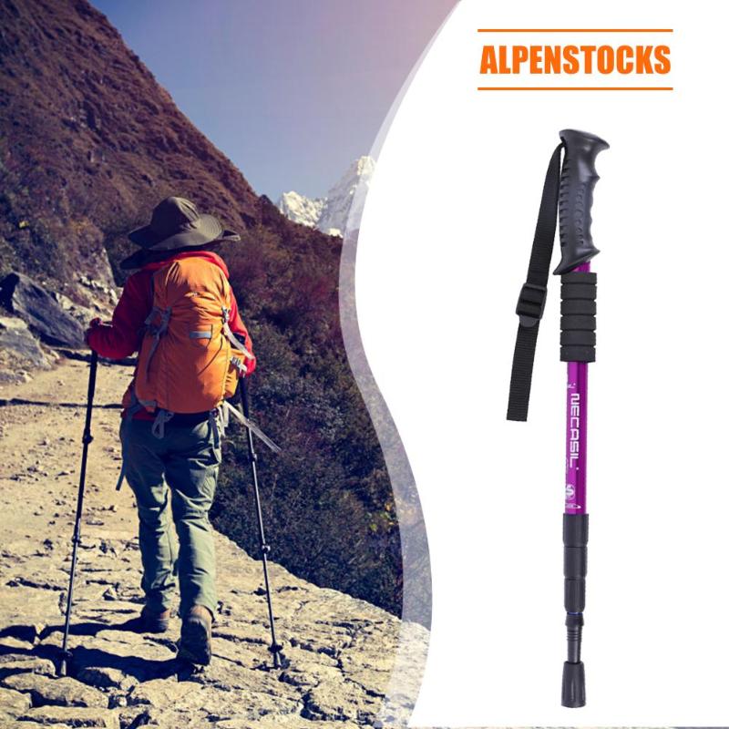 Professionelle Fuß Stöcke Klassischen Zarten Wandern Pole 4 Abschnitte Teleskop Stock Stock Krücke für draussen Wandern gehen