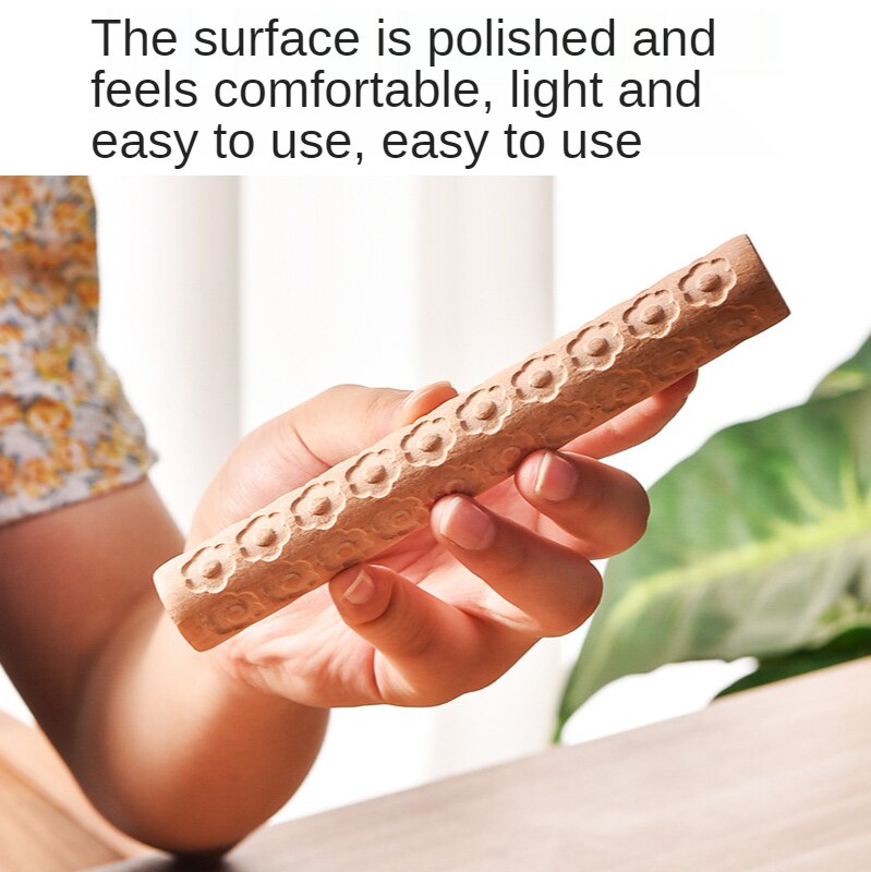 Aardewerk Gereedschap Houten Textuur Modder Roll Embossing Stick Patroon Rolling Modder Stok Klei Board Printing Textuur Houten Stok
