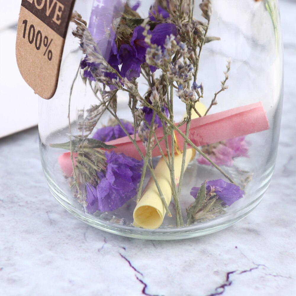 corcho de madera jarrón de flores botellas de deseos de vidrio tarro para papel estrella de mensaje (Flores)