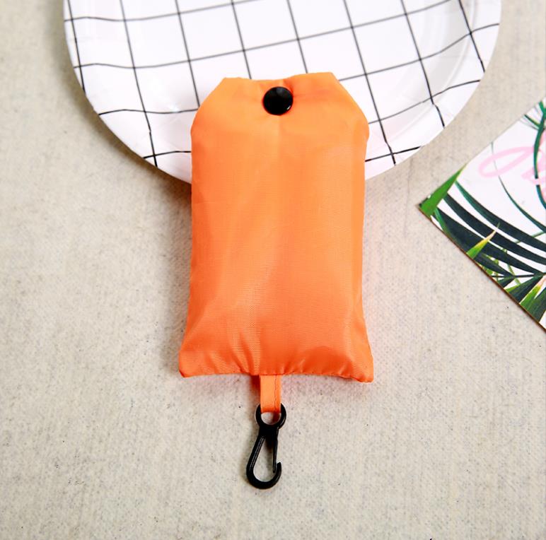 Bolsa de compras de color sólido, ecológica, plegable, reutilizable, portátil, bolso de hombro de poliéster para viajes y comestibles: Naranja