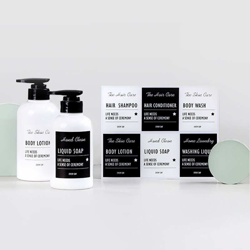 Nordic Zeep Fles Label Sticker Set Badkamer Shampoo Lotion Dispenser Labels Waterdichte Zelfklevende Identificatie Sticker
