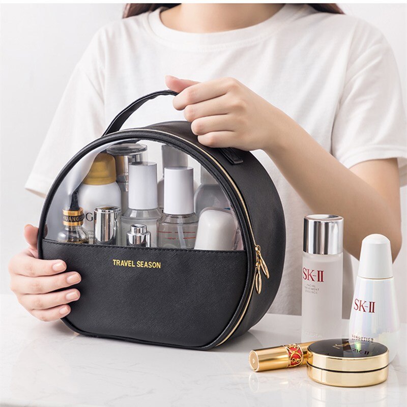 PURDORED 1 Pc Women Cosmetic Bag Travel Clear Makeup Bag Solid Color Female Mini Lipstick Make Up Pouch Necessaries