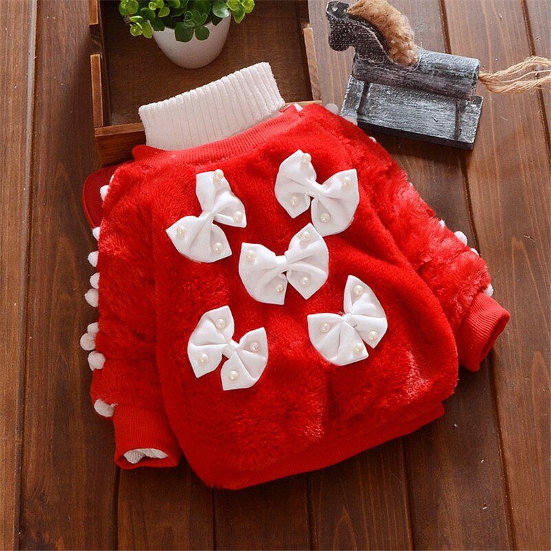 BibiCola winter baby girls clothing sweater furry thick sweater kids girls warm thick duck down tops