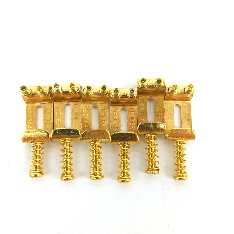 6 Roller Bridge Pull String Code Elektrische Gitaar Zadel Voor Stratocaster Telecaster Elektrische Gitaar Accessoires: Gold