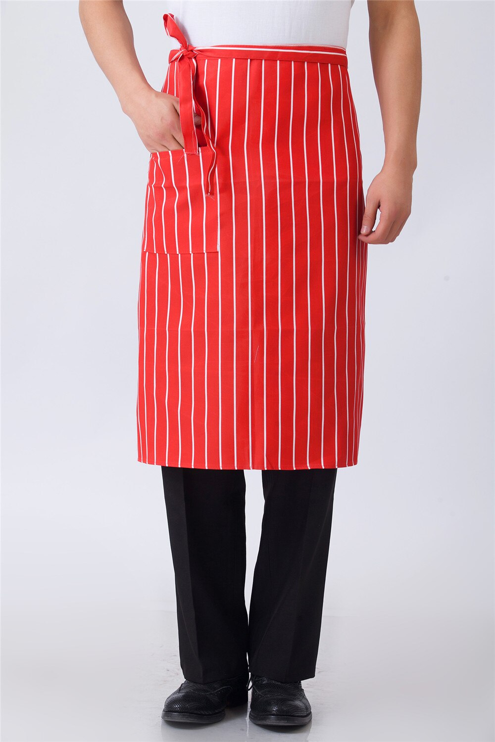 Unisex ternet stribet grafisk tryk halvt justerbart halvt forklæde restaurant hotel tjener kok hjem køkken arbejdstøj uniform forklæde: 6