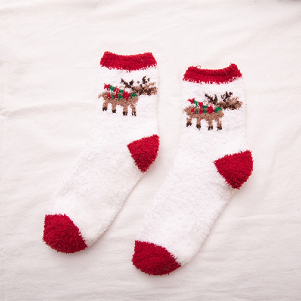 1 Paar Warm Vrouwen Mannen Sokken Kerstcadeau Sok Leuke Dikke Coral Fleece Volwassen Herfst En Winter Kerst Sokken: 7