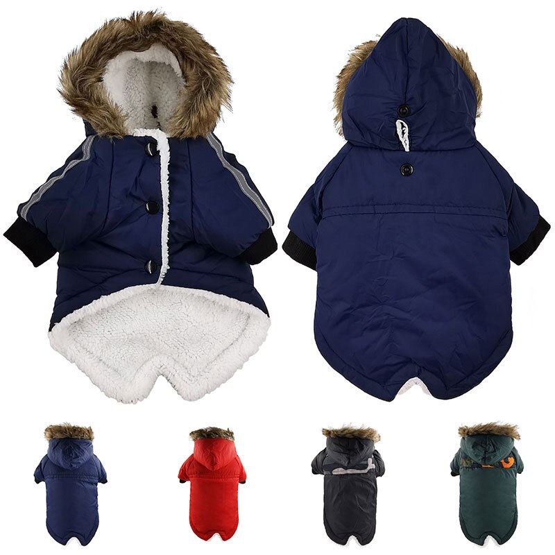 Dog Cotton-padded Jacket With Hood Autumn and Winter Puppy Two-leg Cotton Coat Keep Warm Comfortable Pet Clothes Accessories