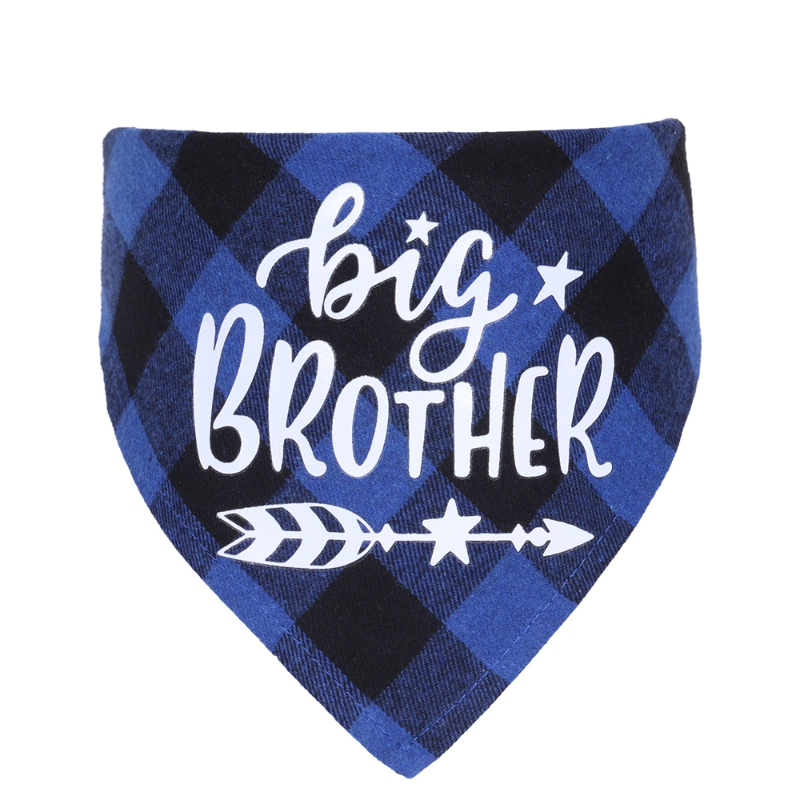Grand frère Plaid chien Bandana annonce de grossesse chien Bandana sexe révéler Photo accessoire écharpe pour animaux de compagnie accessoires foulards pour animaux de compagnie: WHITE