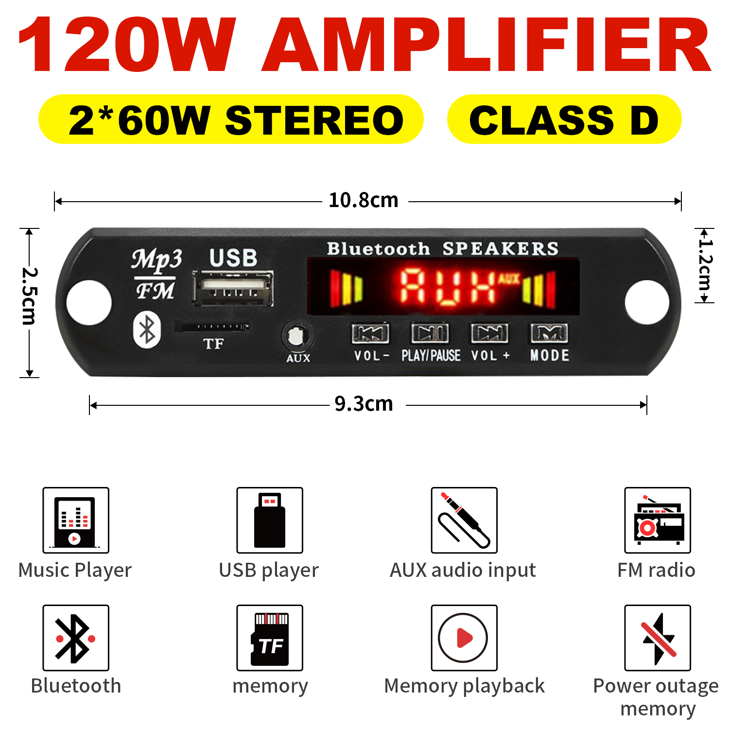 60W 50W Verstärker Bluetooth 5.0 DIY MP3 WAV Decoder Board DC 12V Drahtlose Auto USB MP3 Player TF Karte Slot USB FM mit Mikrofon