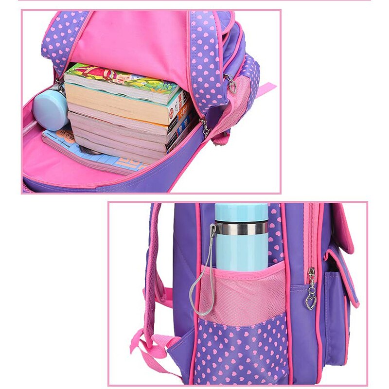 Kinder Schule Taschen für Mädchen Grundschule Rucksäcke Kind Prinzessin Orthopädische Schul Wasserdichte Große Kapazität Bookbag Mädchen