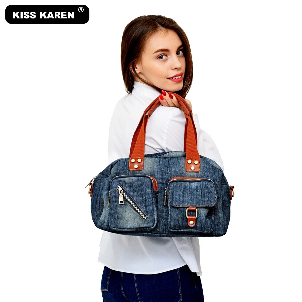 nouvelles femmes élégantes fourre-tout spacieux et Durable dames sacs à main jean sacs à bandoulière femmes sac fourre-tout décontracté Denim-wash bleu: denim-wash blue