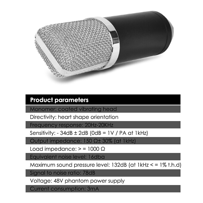 BM700 – Microphone à condensateur, pour enregistrement en Studio, karaoké, chant, TikTok