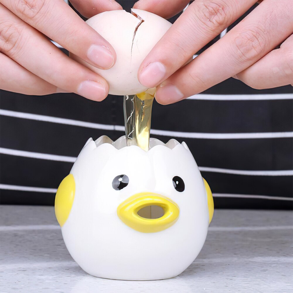DIOZO Cute Cartoon Chicken Egg Yolk White Separator Ceramics Ceramic Cartoon Chick Egg Separator Dining Cooking Kitchen Gadget