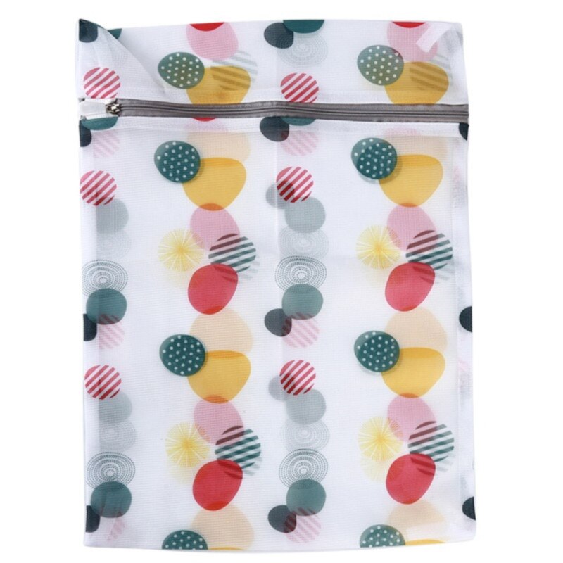 Printing Zippered Mesh Laundry Bag Polyester Laundry Wash Bags Coarse Net Laundry Basket Bags for Washing Machines Bra Bag: 50x60cm