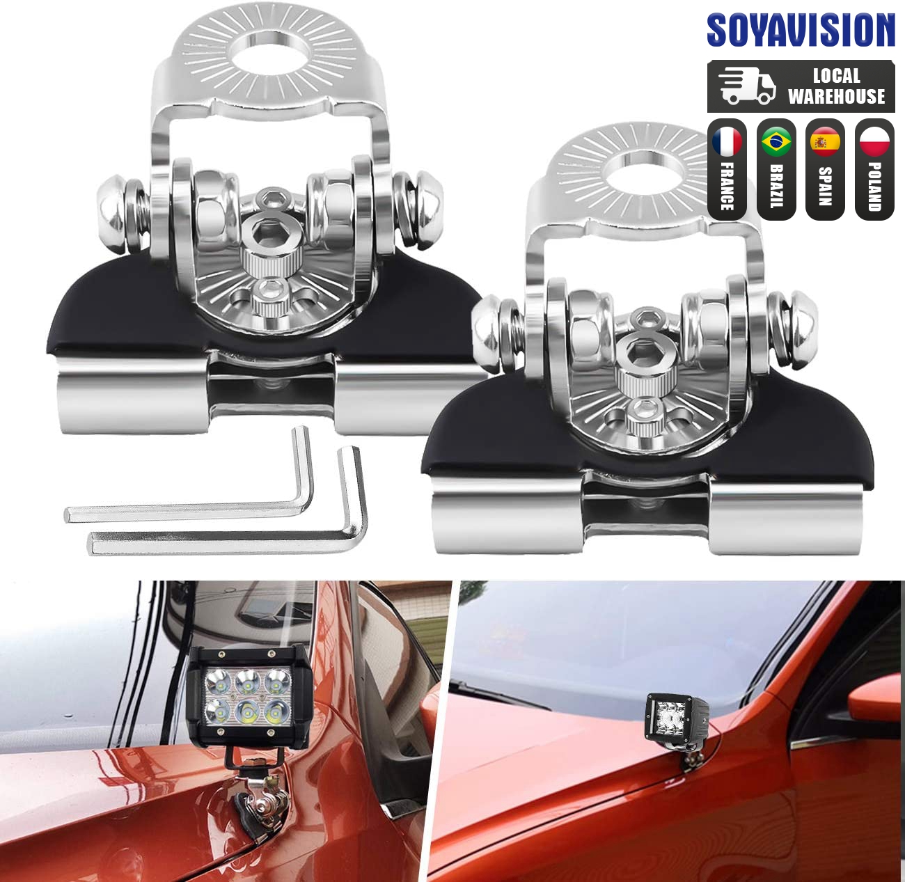 Soporte de montaje de luz de trabajo LED, abrazadera para todoterreno, SUV, ATV, 4WD, Universal, 4x4, accesorios para automóvil, soporte de foco