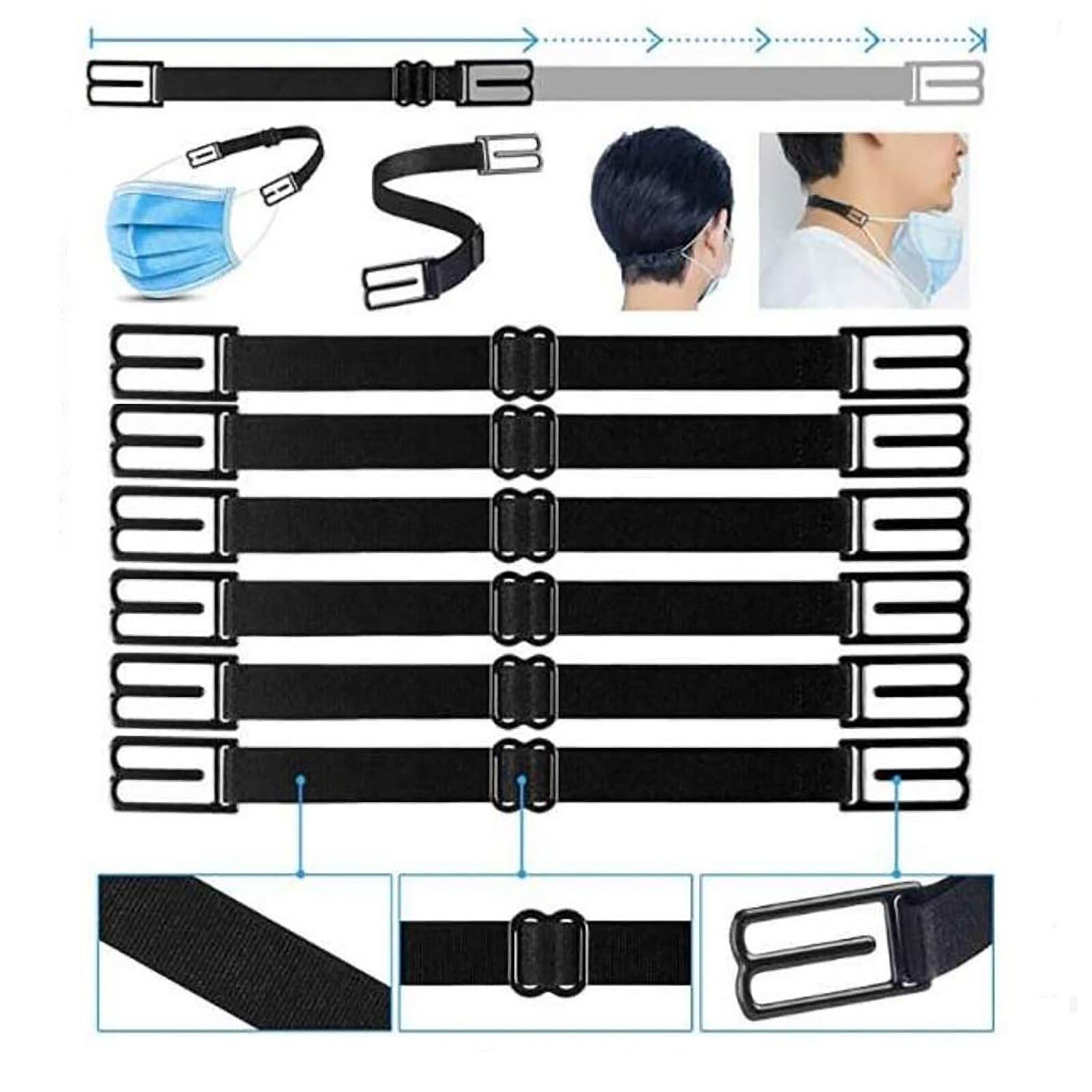 Ganchos ajustables antideslizantes para mascarilla, hebilla de extensión de , antideslizantes, antideslizantes, extensión de tapabocas, 6 uds., # W3