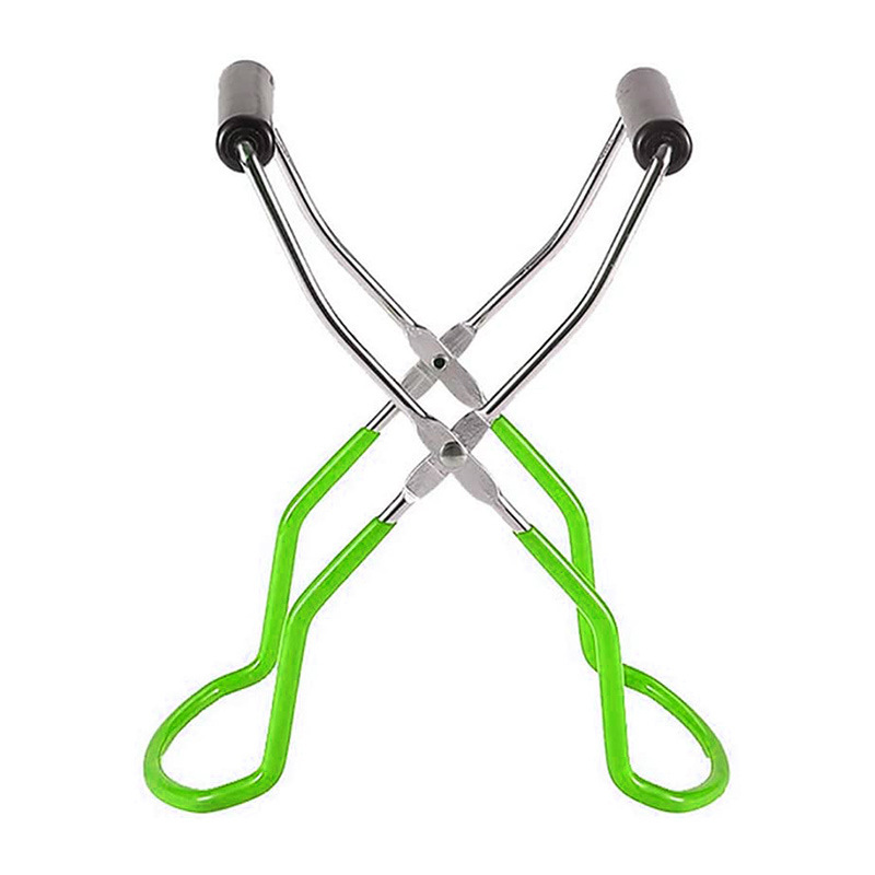 Pinzas elevadoras para tarros de conservas, pinzas para latas de acero inoxidable con mango de agarre, soporte para botellas de vidrio antideslizante resistente al calor, herramienta de cocina: Rojo