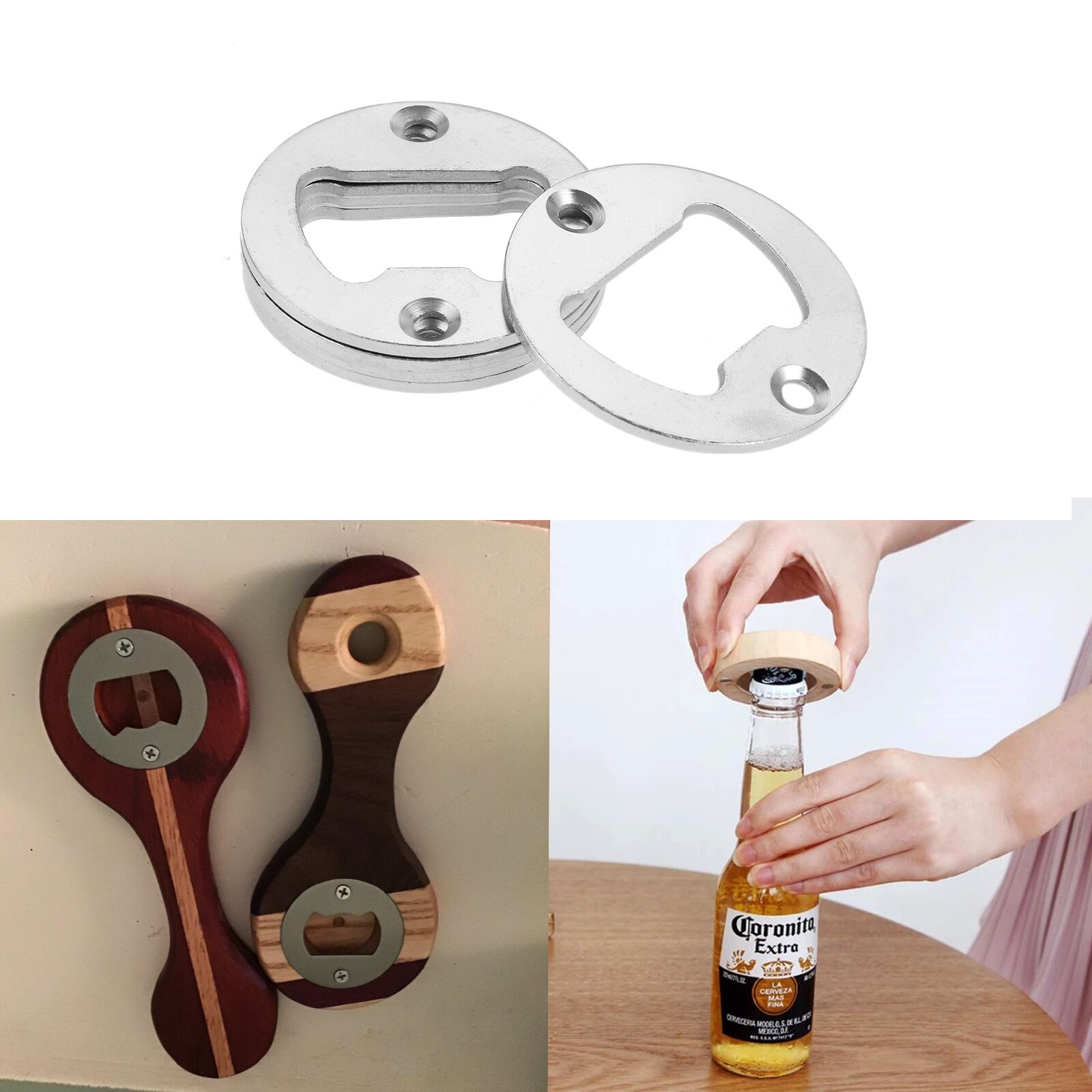 10pcs Bottle Opener Insert w/screw 40mm Round Iron Corn Beer Open Antique Bronze Silver fit for Bar/Home/Restaurant/Kitchen/Pub