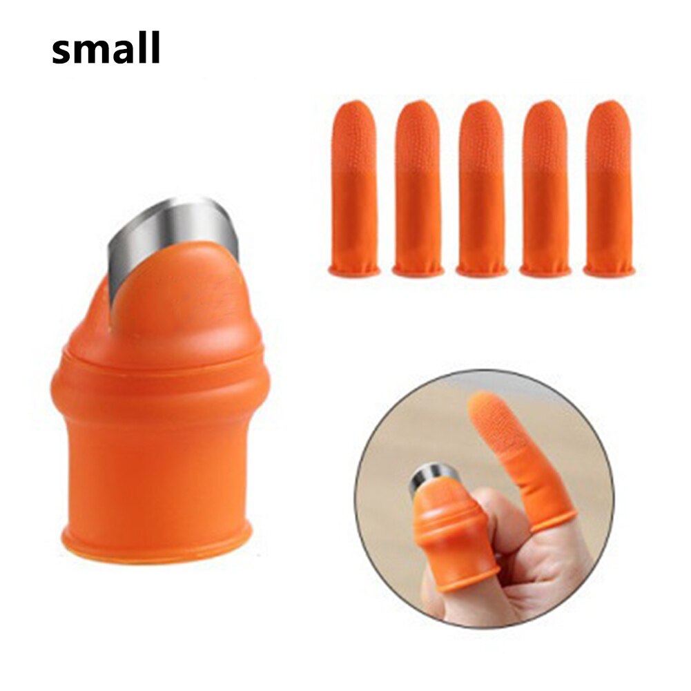 Vinger Mouw Duim Mes Groente Oogsten Mes Plant Blade Schaar Snijden Ringen Tuin Handschoenen Finger Protector: Light Grey