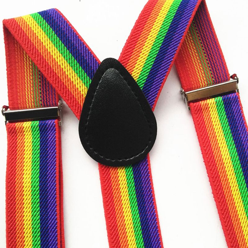 Bunte Gestreiften Band Regenbogen Lätzchen Hosen Riemen Clip Erwachsene unisex Hosenträger Schnalle Verstellbar Schulter Gürtel