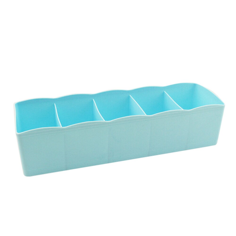 5 Cells Drawer Organizer Home Kitchen Storage Box For Bra Underwear Board Divider Makeup Tableware Storage Box Clothing Storage: Blue