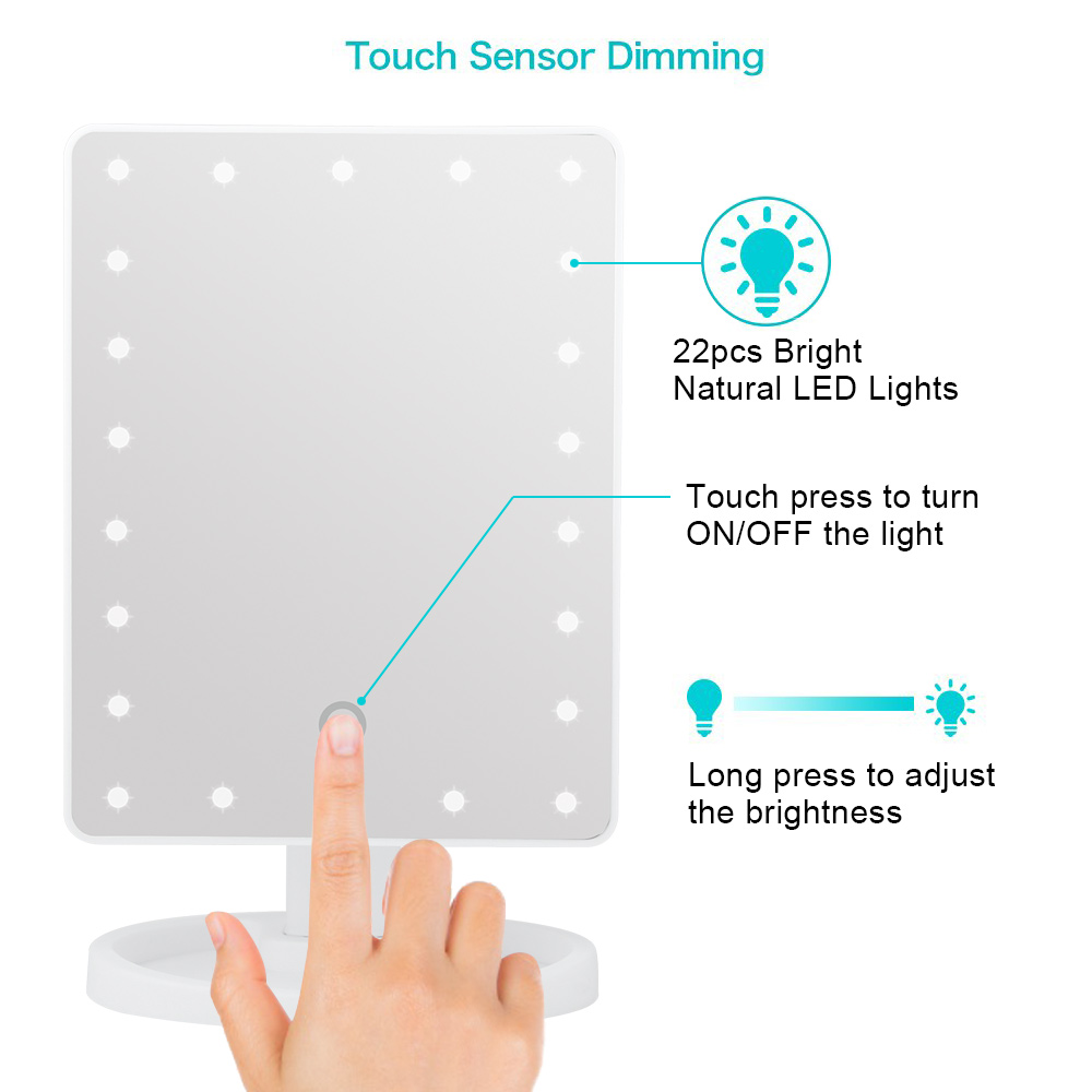 22 Magnifying Makeup Mirror with LED Light Vanity Mirror Flexible Cosmetics lighted Make Up Mirrors USB Or Battery 10x Hand M