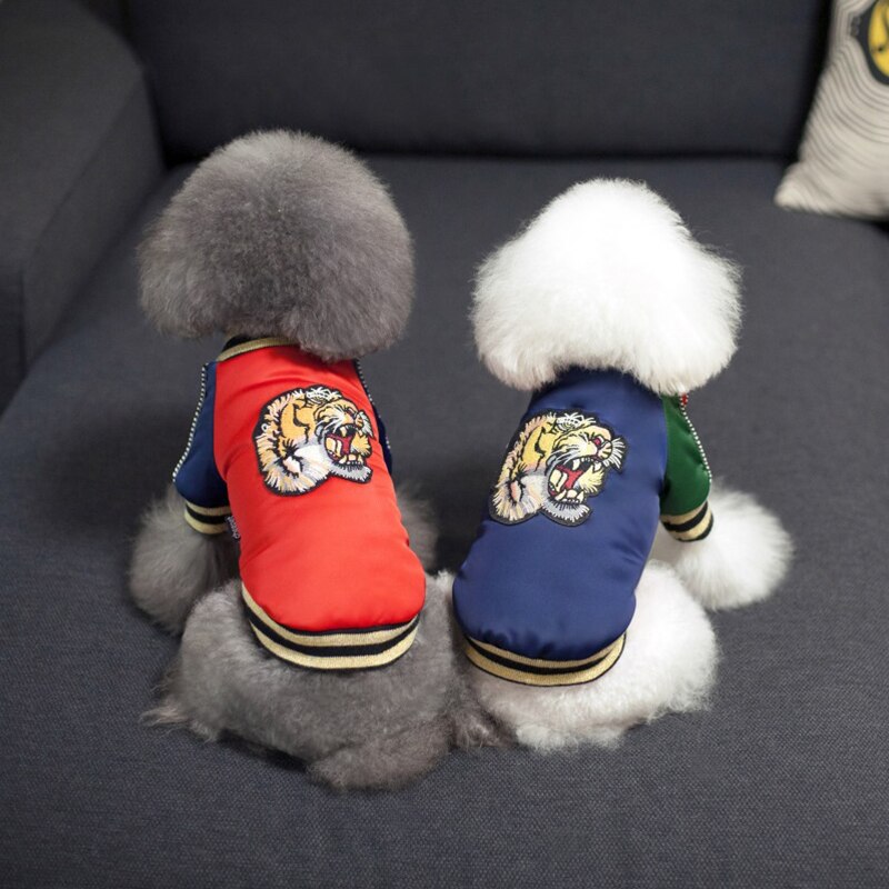 Varmt kæledyr hund vintertøj til små hunde chihuahua hvalp tyk jakke tiger broderi frakke yorkie outfit hunde kæledyr tøj