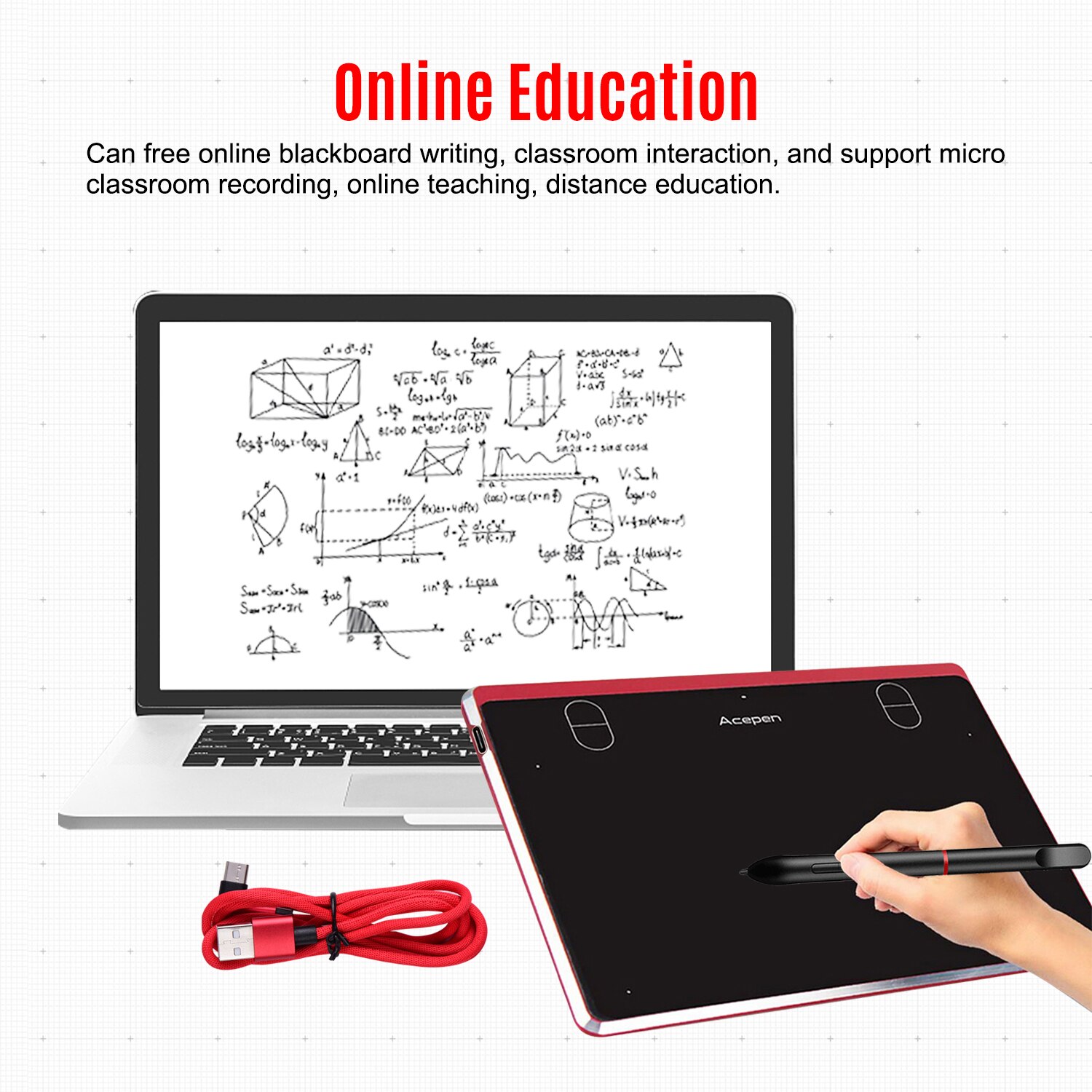 Acepen AP604 Digital Graphic Drawing Tablet Ultra-Thin Board 4 Shortcut Keys Battery-free Passive Stylus 8192 Levels Pressure