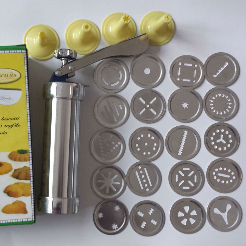 Keuken Makkelijk Schoon 4 Icing Tips Aluminium Churro Cookie Pers Gebak Biscuit Maker Thuis Diy 20 Stencil Discs Bakken tool