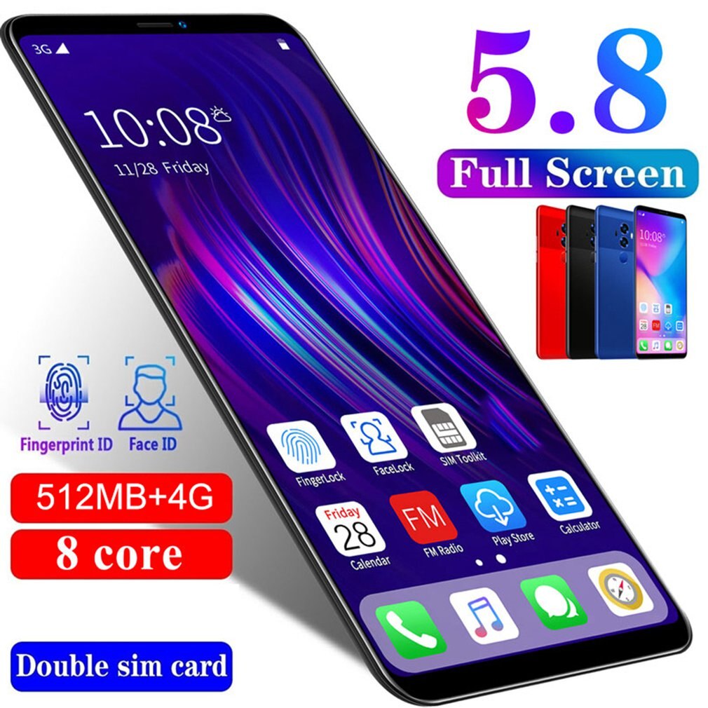 M10 5.8 pouces plein écran Smartphone fort 8 cœurs processeur Smartphone 512 + 4G mémoire Flash Smartphone