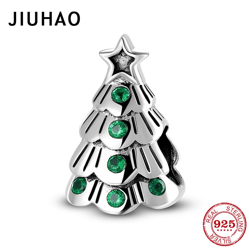 Chaude 925 en argent Sterling Fine bijoux belle arbre de noël vert Zircon ajustement Original JIUHAO perles Bracelet fabrication de bijoux