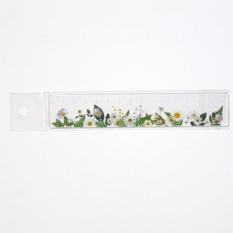15CM Kawaii Daisy Rose Ruler Acrylic DIY Drawing Drafting Tools Multifunction Student School Office Supplies Escolar