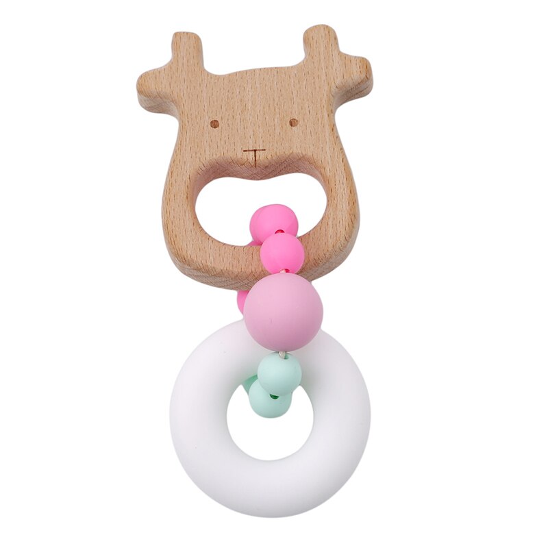 Goede Baby Rammelaar Kinderwagen Accessoires Speelgoed Houten Baby Armband Dier Vormige Sieraden Bijtring Baby Organische Houten Siliconen Kralen