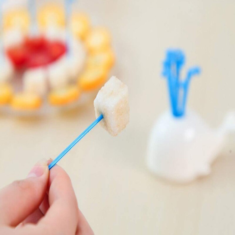 16 stk mini plast tegneserie hval barn fruktgaffel sett bestikk kake dessert barn gafler mat pick servise til festdekorasjon